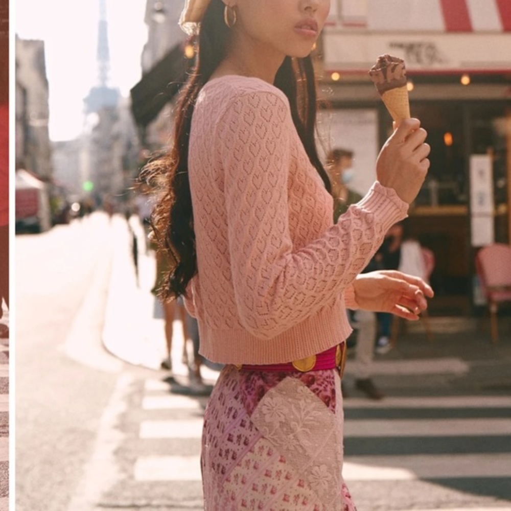 Love Shack Fancy - Janie Cropped Cardigan in Tuscan Rose